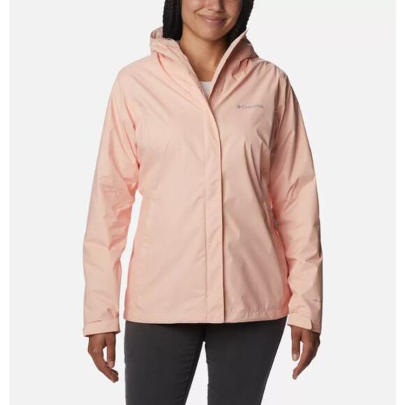 Columbia Womens Plus 1X Peach Arcadia II Rain Jacket Waterproof Omni Tech OS44-7 - Picture 1 of 9